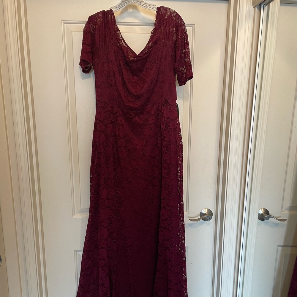 Formal Lace Long Maroon Dress